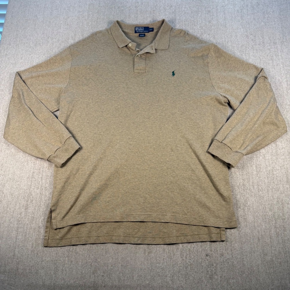 Polo Ralph Lauren Polo Shirt Mens XXL Tan Long Sleeve Cotton Pony Logo